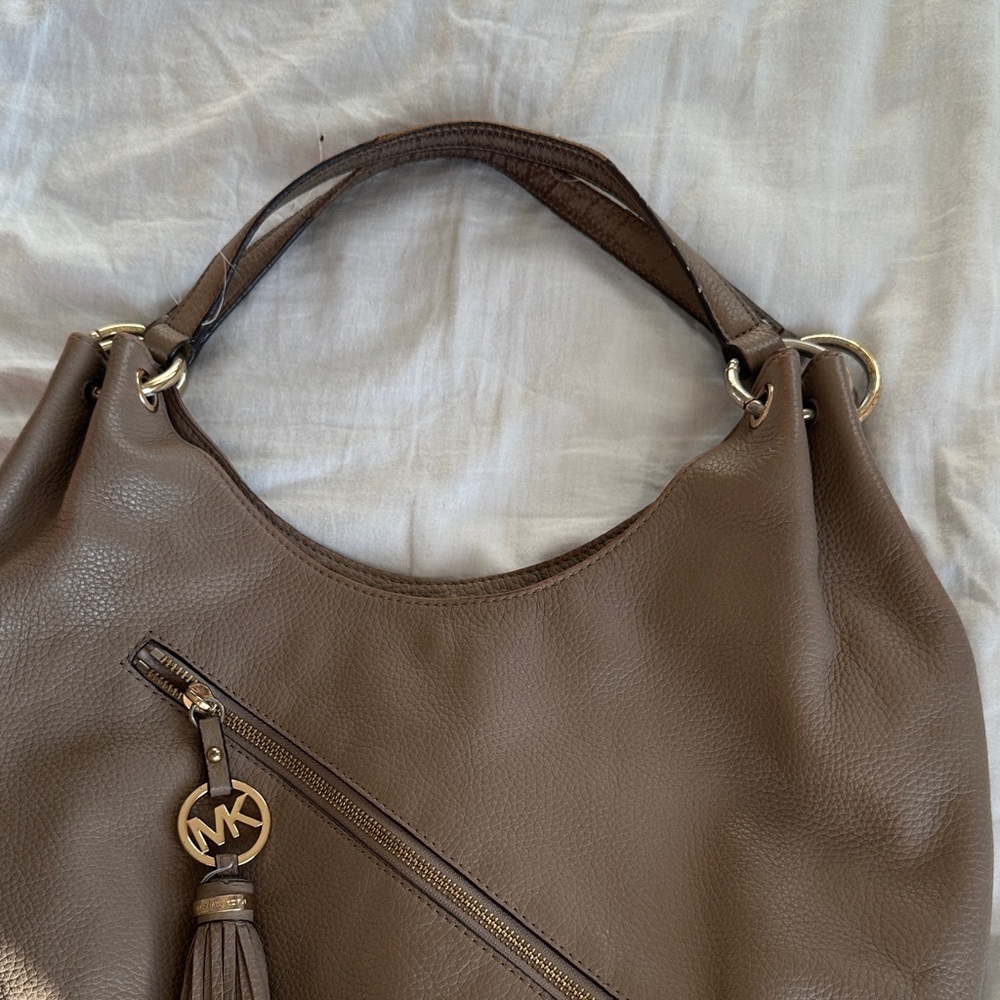 Michael Kors Brown Leather Hobo with Tassel Charm - Picture 4 of 9